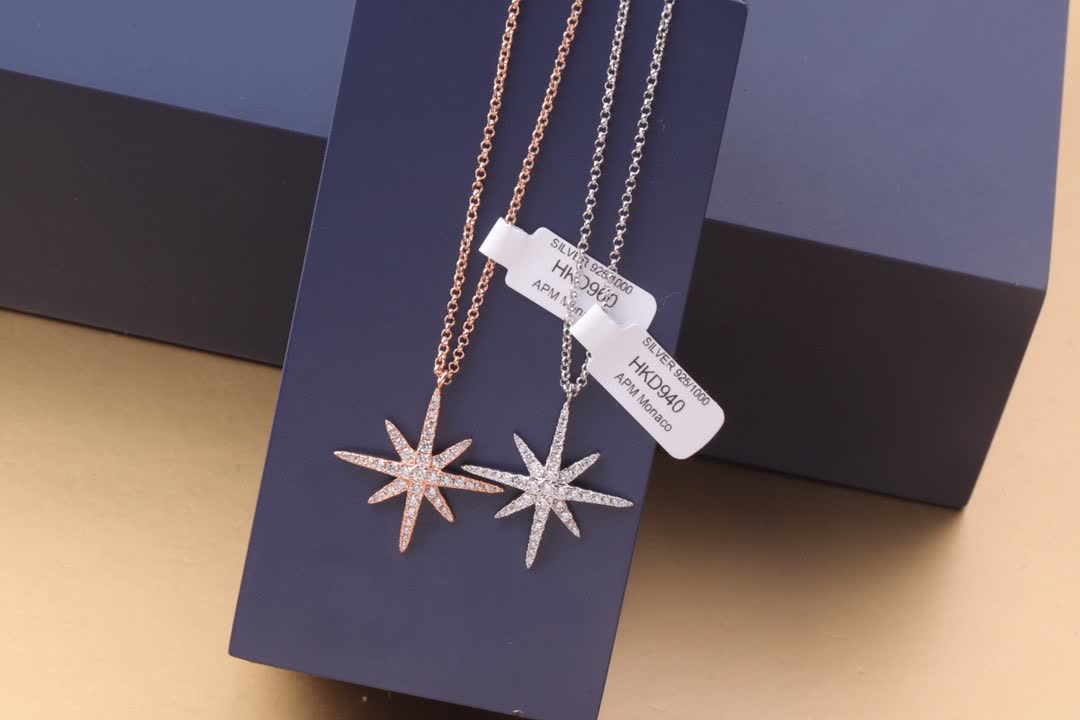 APM Monaco Elegant Silver Star Pendant Anklet